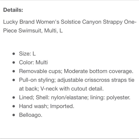 LUCKY BRAND Solstice Swimsuit NWT - Picture 11 of 12